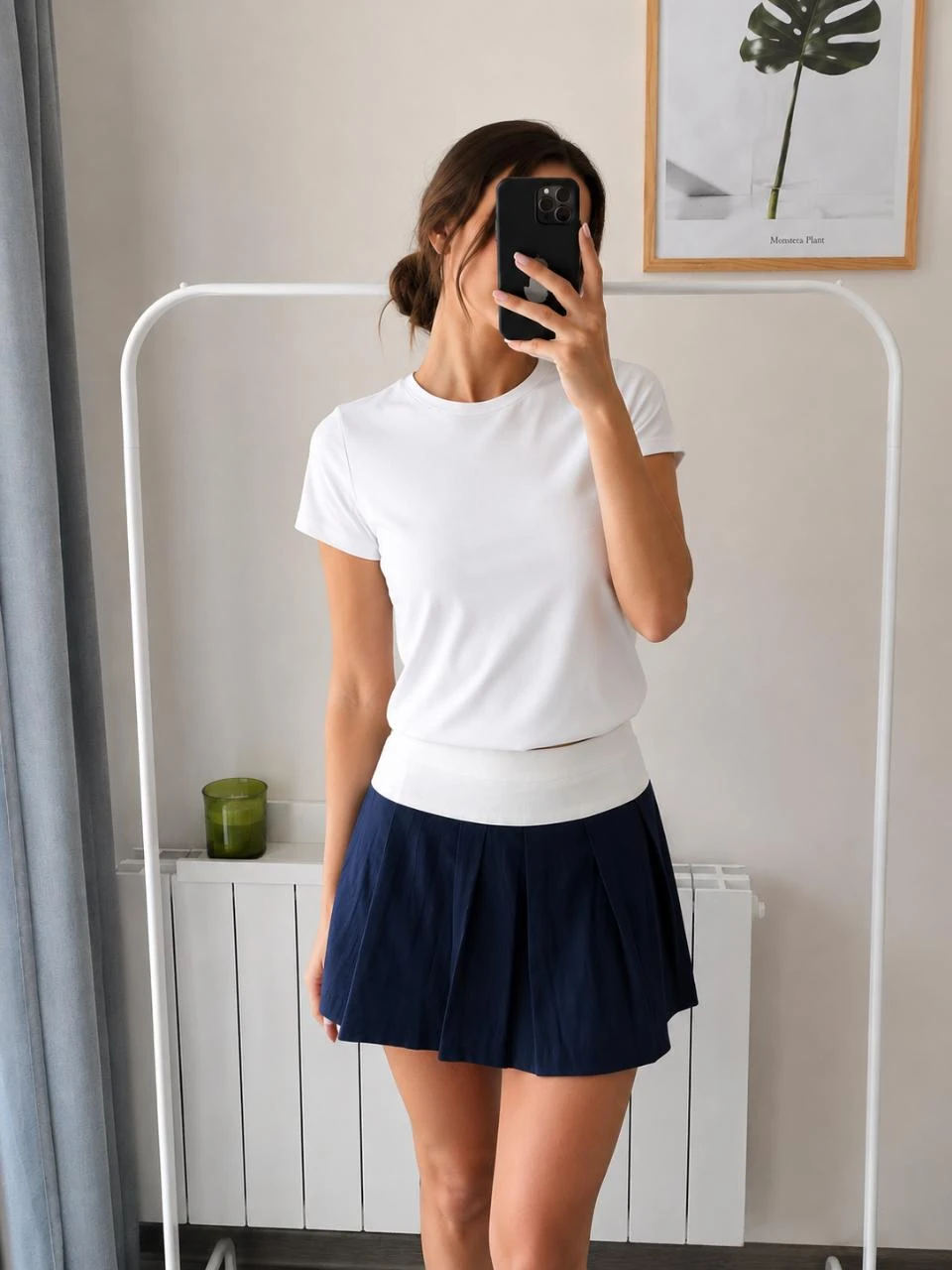 Jupe Boohoo neuve T40 marine & blanche style preppy